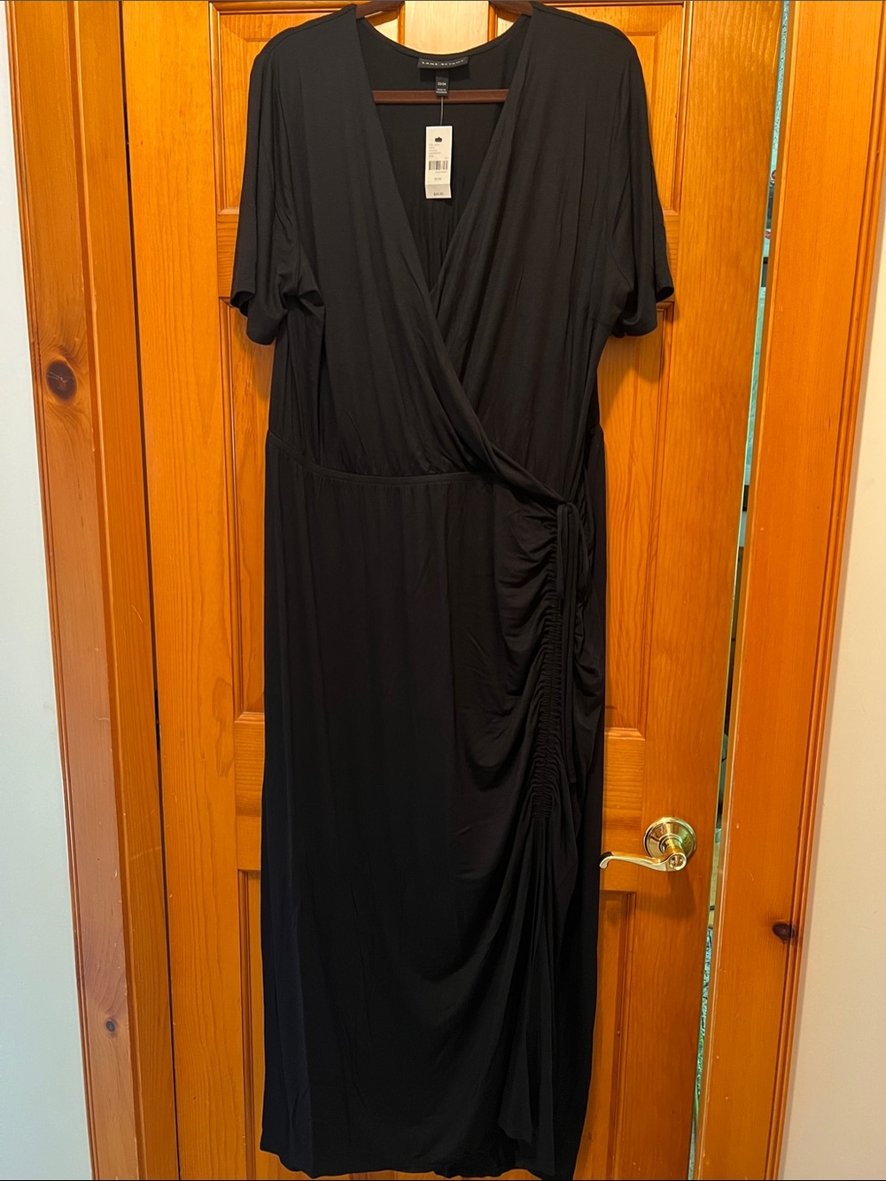 Lane Bryant Black Wrap Maxi Dress with Side Ruching - cinch to show more leg!